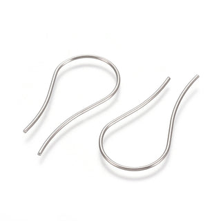 304 Stainless Steel Earring Hooks, Ear Wire, Stainless Steel Color, 30x0.8mm *Packed 10 .(5 pair)