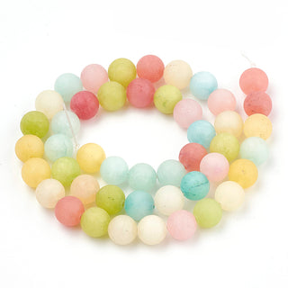 White Jade (Frosted & Dyed soft Pastels) *See drop down for size optons. (16' strand)