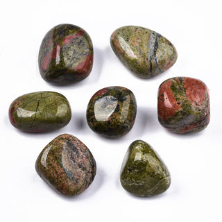 Natural Polished Unakite "Chunks". 19~30x18~28x10~24mm.  (No hole.  Undrilled).  Sold per piece.  Size/ Weight is approx.
