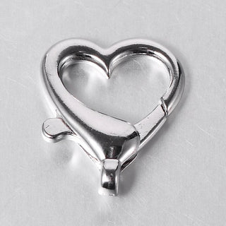 Lobster Clasp (Heart Shaped).  Alloy Metal  *26 x 22 x 5mm   (packed 2) *Platinum Color