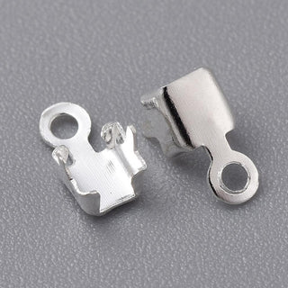 Brass Cup Chain Ends, Rhinestone Cup Chain Connectors, Silver Color, about 5mm wide, 5mm long, 4.5mm inner diameter, hole: about 2mm.  (Packed 20 Connectors)