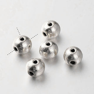Buddha Guru Tibetan Style Alloy 3-Hole Beads, T-Drilled Bead, Round, Antique Silver, 10mm, Hole: 1.5~2mm.  (Packed 5 Beads)