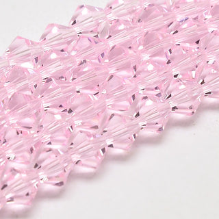 Bicone Beads Faceted.  Pink. (4 x 4mm).  (Approx 95 Beads/strand).