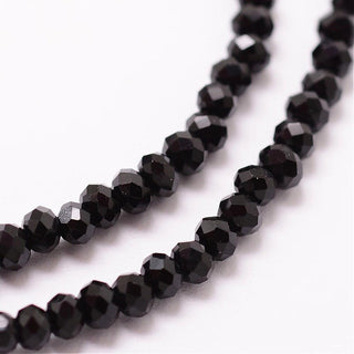 Glass Beads (Crystal)  Faceted Abacus/ Rondelle.  (2.5 x 2mm) Black  *Approx 200 Beads