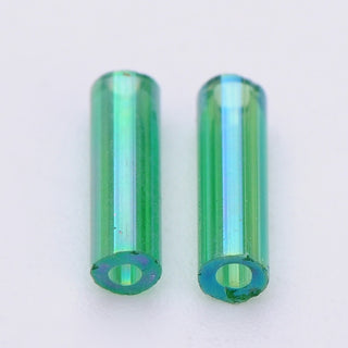 Bugle Beads (Glass) 1.6mm x 6mm  (approx 15gr)  *Bright Olive Green AB