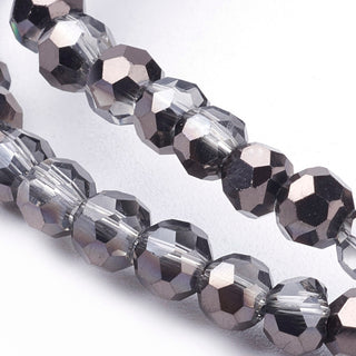 Glass Beads Half Electroplate on Black (4mm Faceted Rounds)
