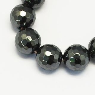 Hematite Beads *Faceted Round.  Grade A.  10mm (Approx 44 Beads) (Dark)