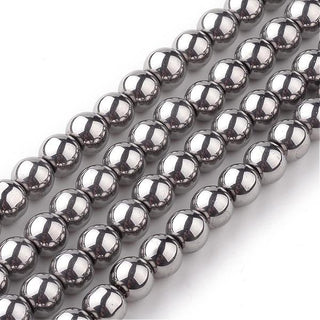 Glass Beads Silver Plated Electroplate (6mm Rounds). (Hole .5mm).   Approx 56 Beads.