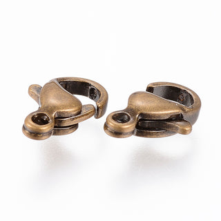 304 Stainless Steel Lobster Claw Clasps, Antique Bronze, 12x7.5x3.5mm, Hole: 1.5mm.  (Packed 5 Clasps)