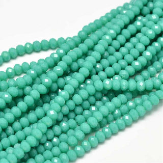 Glass Beads Strands, Faceted Rondelle , Turquoise, 4 x 3mm, Approx 145 Beads