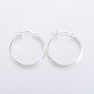 304 Stainless Steel Hoop Earrings, Hypoallergenic Earrings, Silver Color Plated, 26x25x4mm, Pin: 1x0.8mm.  (Sold by the Pair)