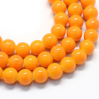 Glass Beads (8mm Round) Orange Sunset.  (Approx 50 Beads)