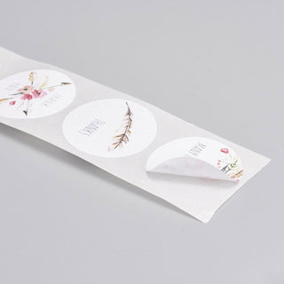 "Thank You"- Self Adhesive Paper Label Tag Stickers,  (Assorted Thanks/ Thank You/ Many Thanks....).  *Round.  about 500pcs/roll