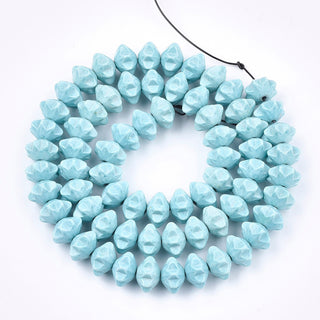 Dyed Natural Agate.  Flower, Aqua/Blue, 8.5x8.5x5.5mm, Hole: 1mm; about 68~70pcs/strand, 15.7inches.