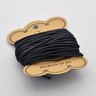 2mm Waxed Cotton Cord (on Card).  10 meters. (Black)