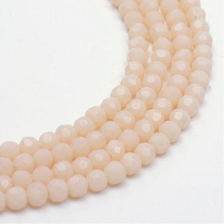 4mm Faceted Round Crystals *Opaque Bisque  (approx 100 beads per 15" Strand)