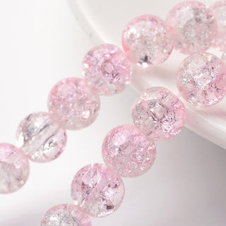 Glass (Crackle) Rounds * Pink/Clear.   Rounds 8mm