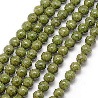 Fossil (8mm Rounds) *Approx 48 Beads  *Granny's Green