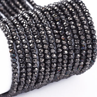 Electroplate Glass Beads Strands, Full Plated, Faceted, Rondelle, Gunmetal, 2x1.5mm, Hole: 0.6mm, about 235~247pcs/Strand.
