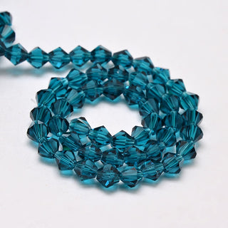 Bicone Beads Faceted.  Steel Blue (4 x 4mm).  (Approx 95 Beads/strand).
