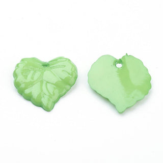 Opaque Acrylic Pendants, Leaf, Yellow Green, Size: about 16mm in diameter, 2mm thick, hole: 1mm,  (Packed 40 Leafs)