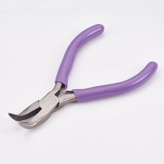 45# Carbon Steel Bent Nose Pliers, Lilac Handles, 12x8x0.9cm.