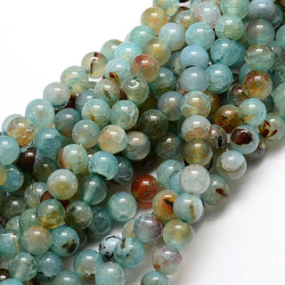Agate (8mm rounds) 15.5" strand.  See Drop Down for Size Options.  Aqua Terra Agate (Blues & Tans)