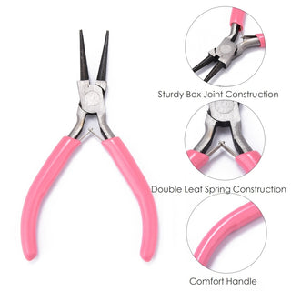 Batik Brand-45# Steel Jewelry Plier Sets, Including Wire Round Nose Plier, Cutter Plier and Side Cutting Plier, Pink, 11.7x8x0.9cm, 11.7x7.5x1cm, 10.7x7x0.85cm, 3pcs/set