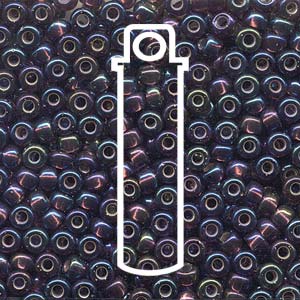 Seed Bead (MIYUKI 6/0)  Round.  (S/L. Silver Lined Dark Smoky Amethyst AB)  20gm tube.