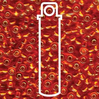 Seed Bead (MIYUKI 6/0)  Round.  (Silver Lined Orange)  20gm tube.