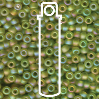 Seed Bead (MIYUKI 6/0)  Round.  (Matte Transparent Chartreuse AB)  20gm tube.