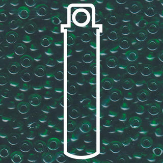 Seed Bead (MIYUKI 6/0)  Round.  (Transparent Green)  20gm tube.