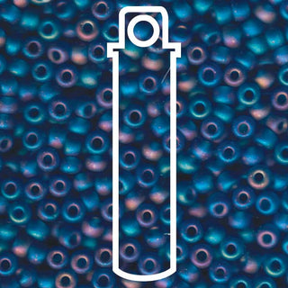 Seed Bead (MIYUKI 6/0)  Round.  (Matte Transparent Capri Blue AB)  20gm tube.