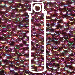 Seed Bead (MIYUKI 6/0)  Round.  (TRANSPARENT Dark Smoky Amethyst AB)  approx 20gm tube.