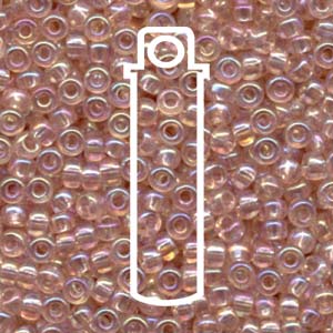 Seed Bead (MIYUKI 6/0)  Round.  (Transparent Light Tea Rose AB)  20gm tube.