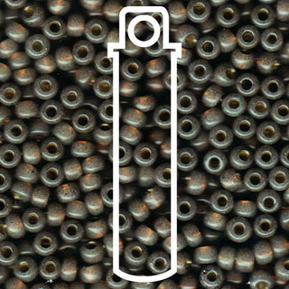 Seed Bead (MIYUKI 6/0)  Round.  (DYED RUSTIC GREY S/L ALABASTER)  20gm tube.