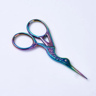 Stainless Steel Scissors, Embroidery Scissors, Sewing Scissors, Multi Color Crane, 9.4x4.75x0.5cm.  Sold Individually.