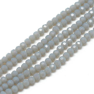 4mm Faceted Round Crystals *Opaque Grey  (approx 100 beads per 15" Strand)