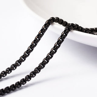 304 Stainless Steel Venetian Chains, Box Chains, Unwelded, Electrophoresis Black, 2.5x1.2mm  *Sold by the Foot