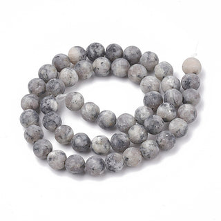 Jasper  (Natural Frosted Sesame Jasper in Grey/White Tones)   6mm size *approx 60 Beads