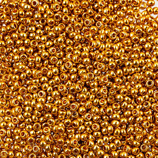 11/0 Czech  Round Seed Beads (Opaque Gold Metallic)  *approx 23 gram tube