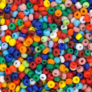 Czech 10/0 Seed Beads.  (Round).  Assorted Opaque Colors.  (Double Hank Strung.  Approx 45 grams)