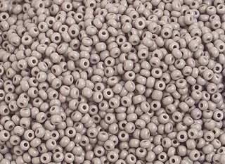 Czech 10/0 Seed Beads.  (Round).  Opaque Grey.  (Strung.  Approx 23 grams)