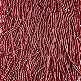 Czech 10/0 Seed Beads.  (Round).  Opaque Medium/ Dark Red Matte.  (Strung.  Approx 23 grams)