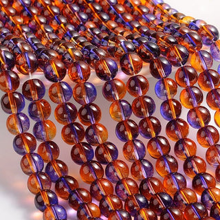 Glass Rounds *Two Tone Browns/Purple Rounds. 8mm  16" Strand (approx 54 Beads)