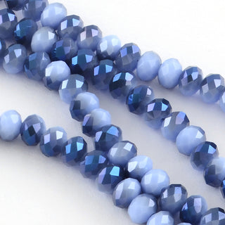 Faceted Glass Rondelle (6 x 4mm) *Half Electroplated Blue.  Lavender  (approx 100 beads per 15.5" Strand)