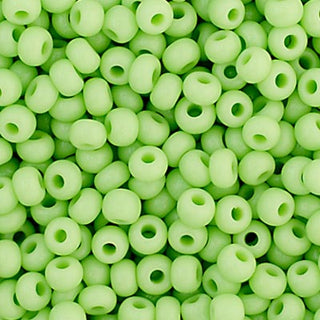 11/0 Czech Round Seed Beads  (Opaque Pale Green)  *approx 23 gram tube