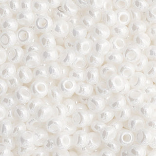 11/0 Czech Round Seed Beads  (Opaque White Luster)  *approx 23 gram tube