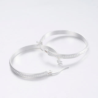 304 Stainless Steel Hoop Earrings,  Bright Silver Color Plated, 37x35x3.5mm, Pin: 1x0.8mm.  (SS34)