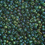 Seed Bead (MIYUKI 6/0)  Round.  (Frost Green Rainbow)  approx 22gm tube. - Mhai O' Mhai Beads
